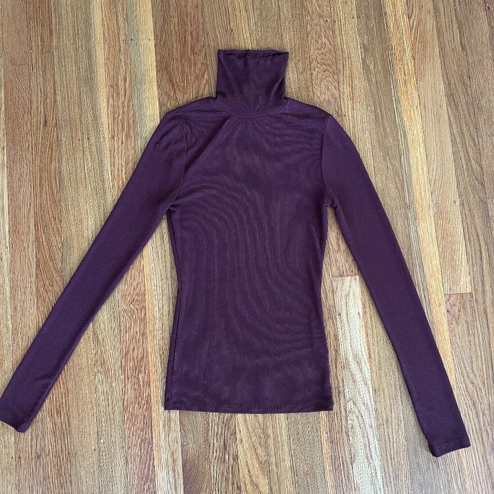 Turtleneck Long Sleeve Ribbed Top